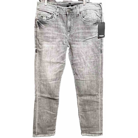 True Religion Men's Geno 36/32 Super T Moscow Mule Grey Wash Relaxed Slim